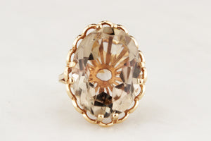 MID-CENTURY 16.50ct CITRINE COCKTAIL RING 9ct GOLD