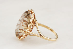MID-CENTURY 16.50ct CITRINE COCKTAIL RING 9ct GOLD