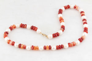 BESPOKE SEMI-BAROQUE PEARLS & AGATE NECKLACE 9ct GOLD