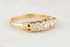 ANTIQUE FIVE STONE .45ct DIAMOND RING 18ct GOLD