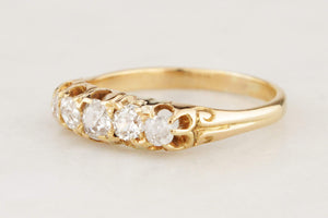 ANTIQUE FIVE STONE .45ct DIAMOND RING 18ct GOLD