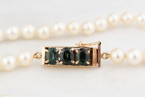 BESPOKE 2.88ct SAPPHIRE & PEARL NECKLACE 14ct GOLD