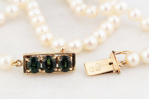 BESPOKE 2.88ct SAPPHIRE & PEARL NECKLACE 14ct GOLD