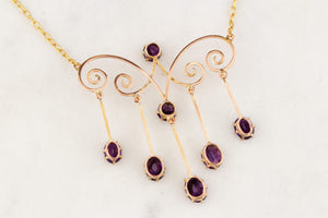 ANTIQUE EDWARDIAN c1900 AMETHYST NECKLACE 9ct GOLD