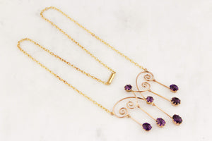 ANTIQUE EDWARDIAN c1900 AMETHYST NECKLACE 9ct GOLD