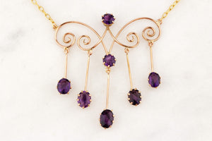 ANTIQUE EDWARDIAN c1900 AMETHYST NECKLACE 9ct GOLD