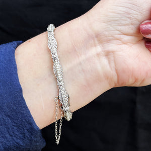 ART DECO DIAMOND & PEARL BRACELET 9ct GOLD