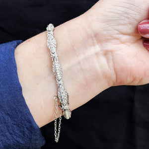 ART DECO DIAMOND & PEARL BRACELET 9ct GOLD