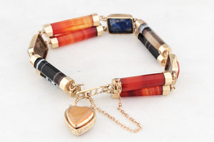 ANTIQUE VICTORIAN AGATE BRACELET 9ct GOLD