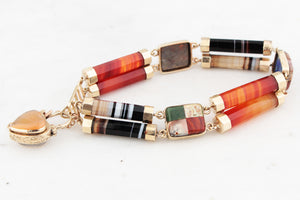 ANTIQUE VICTORIAN AGATE BRACELET 9ct GOLD