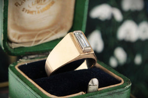 RETRO c1970 BAGUETTE CUT DIAMOND RING 9ct GOLD