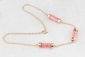 ANTIQUE EDWARDIAN RHODOCHROSITE NECKLACE 9ct GOLD
