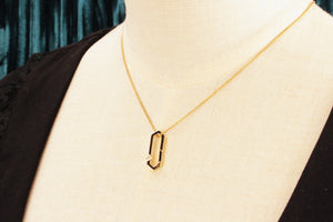 CONTEMPORARY BLACK ENAMEL & DIAMOND CHARM BALE/EXTENDER 14ct GOLD