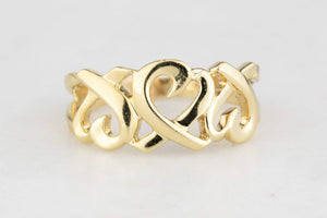 VINTAGE PALOMA PICASSO FOR TIFFANY TRIPLE LOVING HEARTS RING 18CT GOLD