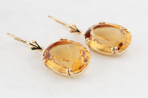 VINTAGE CITRINE EARRINGS 9ct GOLD