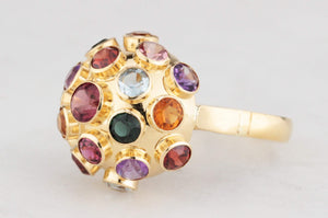 VINTAGE MULTI-GEM SPUTNIK RING IN 18ct GOLD