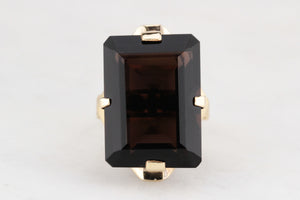 RETRO c1970 22.2ct SMOKY QUARTZ COCKTAIL RING 10ct GOLD
