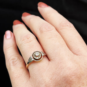 ANTIQUE .90ct OLD MINE CUT DIAMOND RING PALLADIUM & 18ct GOLD