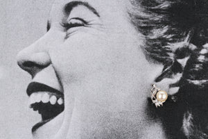 VINTAGE c1940’s RETRO DIAMOND & PEARL EARRINGS IN 14ct GOLD