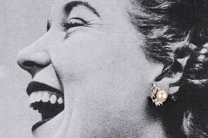 VINTAGE c1940’s RETRO DIAMOND & PEARL EARRINGS IN 14ct GOLD