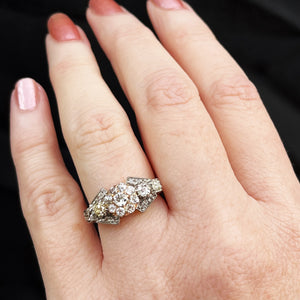 ANTIQUE c1915 1.29ct DIAMOND CLUSTER RING 18ct GOLD