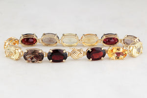 VINTAGE 45ct MIXED GEM BRACELET 9ct GOLD