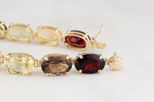 VINTAGE 45ct MIXED GEM BRACELET 9ct GOLD