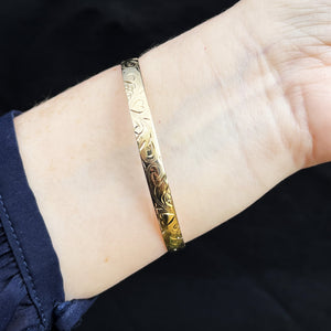 ANTIQUE ETCHED BANGLE 9ct GOLD