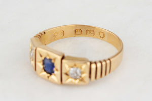 ANTIQUE VICTORIAN c1860 SAPPHIRE & DIAMOND RING IN 18ct GOLD