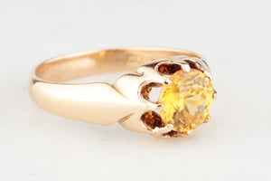 ANTIQUE EDWARDIAN 1.35ct YELLOW SAPPHIRE RING IN 15ct GOLD