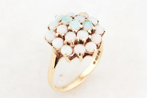 MID-CENTURY 1965 SOLID OPAL CLUSTER RING 9ct GOLD