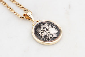 ARCHAEOLOGICAL REVIVAL SILVER COIN 14ct GOLD