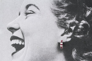 MODERN RUBY & DIAMOND HALF HOOP EARRINGS 14ct GOLD