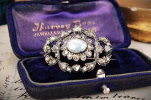 ANTIQUE GEORGIAN 1.48ct DIAMOND & PEARL BROOCH