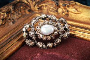 ANTIQUE GEORGIAN 1.48ct DIAMOND & PEARL BROOCH