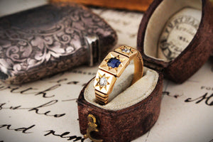 ANTIQUE VICTORIAN c1860 SAPPHIRE & DIAMOND RING IN 18ct GOLD