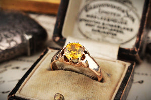ANTIQUE EDWARDIAN 1.35ct YELLOW SAPPHIRE RING IN 15ct GOLD