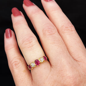 ANTIQUE EDWARDIAN RUBY & DIAMOND RING 18ct GOLD