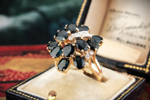MID-CENTURY SAPPHIRE & DIAMOND COCKTAIL RING IN 14ct GOLD