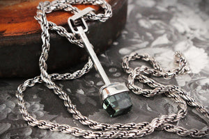 MID-CENTURY SILVER c1960’s SCANDI SPINEL PENDANT AND CHAIN