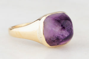 ANTIQUE EDWARDIAN SUGARLOAF AMETHYST RING 18ct GOLD