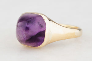 ANTIQUE EDWARDIAN SUGARLOAF AMETHYST RING 18ct GOLD