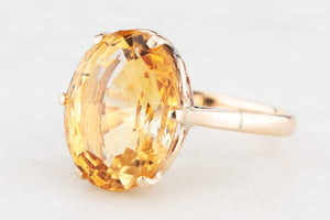 VINTAGE 7.6ct c1940 CITRINE COCKTAIL RING 14ct GOLD