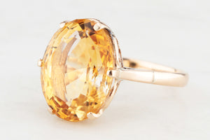VINTAGE 7.6ct c1940 CITRINE COCKTAIL RING 14ct GOLD