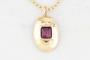 VINTAGE 5ct RHODOLITE GARNET PENDANT 18ct GOLD