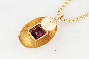 VINTAGE 5ct RHODOLITE GARNET PENDANT 18ct GOLD