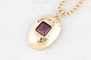 VINTAGE 5ct RHODOLITE GARNET PENDANT 18ct GOLD