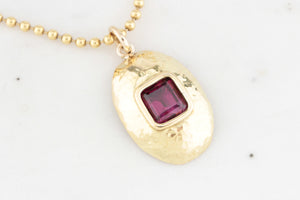 VINTAGE 5ct RHODOLITE GARNET PENDANT 18ct GOLD