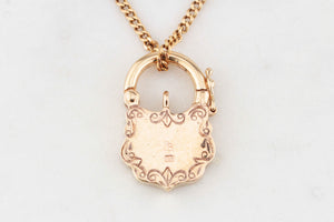 ANTIQUE EDWARDIAN c1900 ENGRAVED PADLOCK PENDANT 6.05g 9ct GOLD