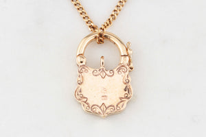 ANTIQUE EDWARDIAN c1900 ENGRAVED PADLOCK PENDANT 6.05g 9ct GOLD